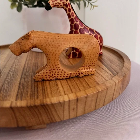 HOME DECOR ~ Round Wooden Decor Tray Water Resistant Handcrafted 12” Diameter - Picture 6 of 9